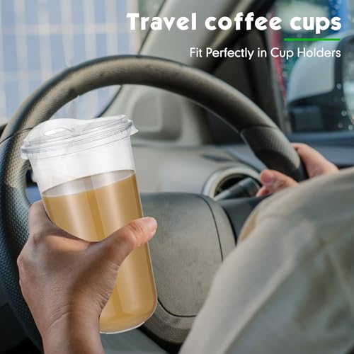 Baderke 50 Pcs Round Bottom Plastic Cups with Lids Clear Togo,20 Oz by Baderke - Used condition - Image 5