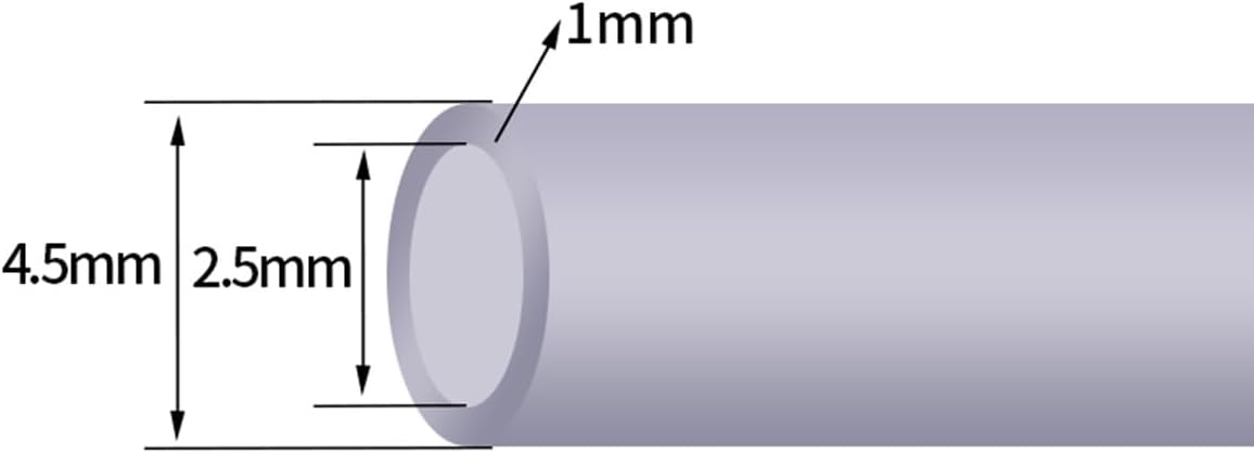 Silicone Tubing, Silicone Hose, Water Dispenser Hose, Horizontal Hose, OD 4.5 mm, ID2.5 mm, Wall Thickness 1 mm, Length 5 m(16.4ft)