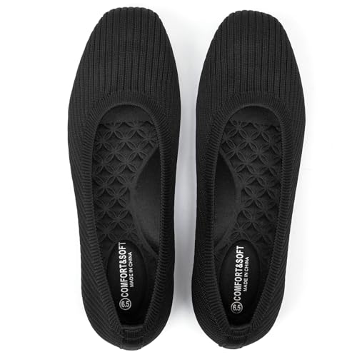 Frank Mully Women's Flats Square Toe Flats Comfortable Slip on Washable Ballet Flats Shoes for Women Dressy Work