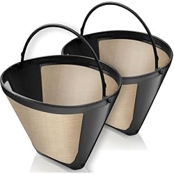 2-Pack #4 Reusable Permanent Cone Coffee Filters - Compatible with Cuisinart 10–14 Cup Brewers (DCC-3200, DCC-1200, DCC-3400) & Ninja Coffee Makers - Stainless Steel Mesh, Dishwasher-Safe by GoodCups