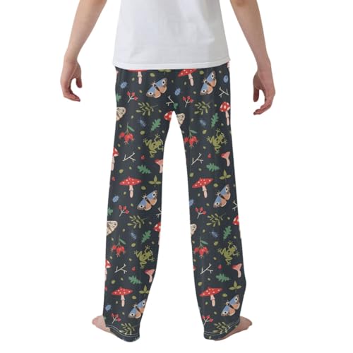 CaTaKu Boys Forest Insects Mushroom Pants for Boys Girls Wide Leg Sweatpants Kids Long Bottoms with Pockets Size 6-14Y2