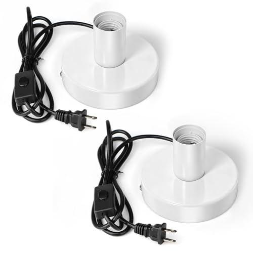 Table Lamp Base, E26/E27 Plug in Lamp Holder with Switch, 2Pcs