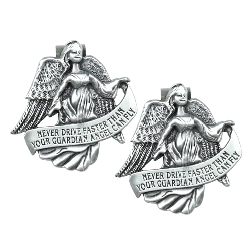 wuyaoyao 2PCS St Christopher Medal for Car Visor Clip, Metal Guardian Angel Visor Clip, Saint Christopher Medal for Car, Bless Driving Safety, Religious Gift for Drivers, Families, Friends (Style 1)