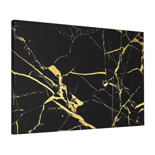 Tableau marbre noir doré 40,6 x 61 cm YYHHAOFA toile sans cadre
