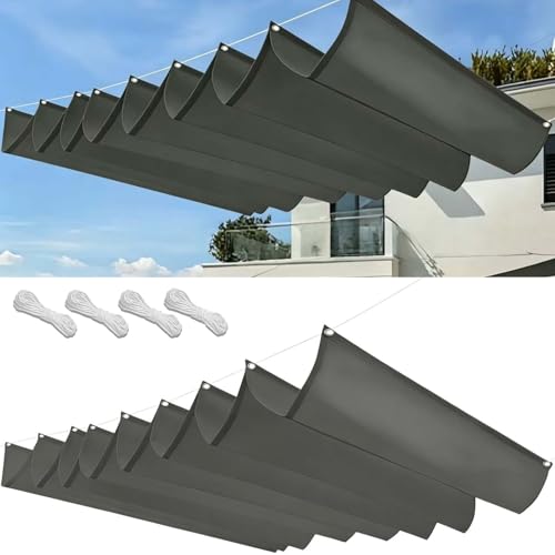 Voile d'ombrage gris clair 65x460cm avec cordes pour balcon