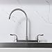HOTIS HOME Brushed Nickel Kitchen Faucet, 2 Handle 3 or 4 Hole Kitchen Faucet Without Sprayer, High Arc Swivel Spout Stainless Steel Sink Faucet for Rv Camper