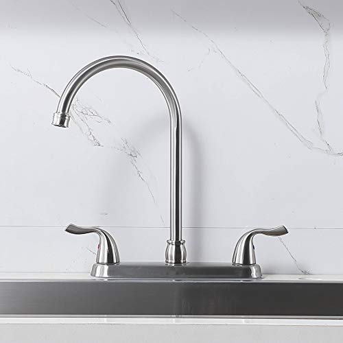 Hotis Stainless Steel Two Handle Kitchen Faucet for Mobile Motor Homes,Trailers, Campers , Brushed Nickel Lead-Free Faucet Kitchen