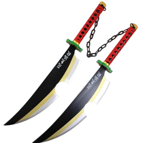 2PCS Set Kimetsu No Yaiba Tengen Uzui Twin Cosplay Prop Spade