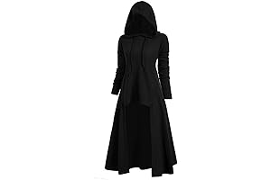 Vintage Gothic Plus Size Hooded Cape Dress for Women