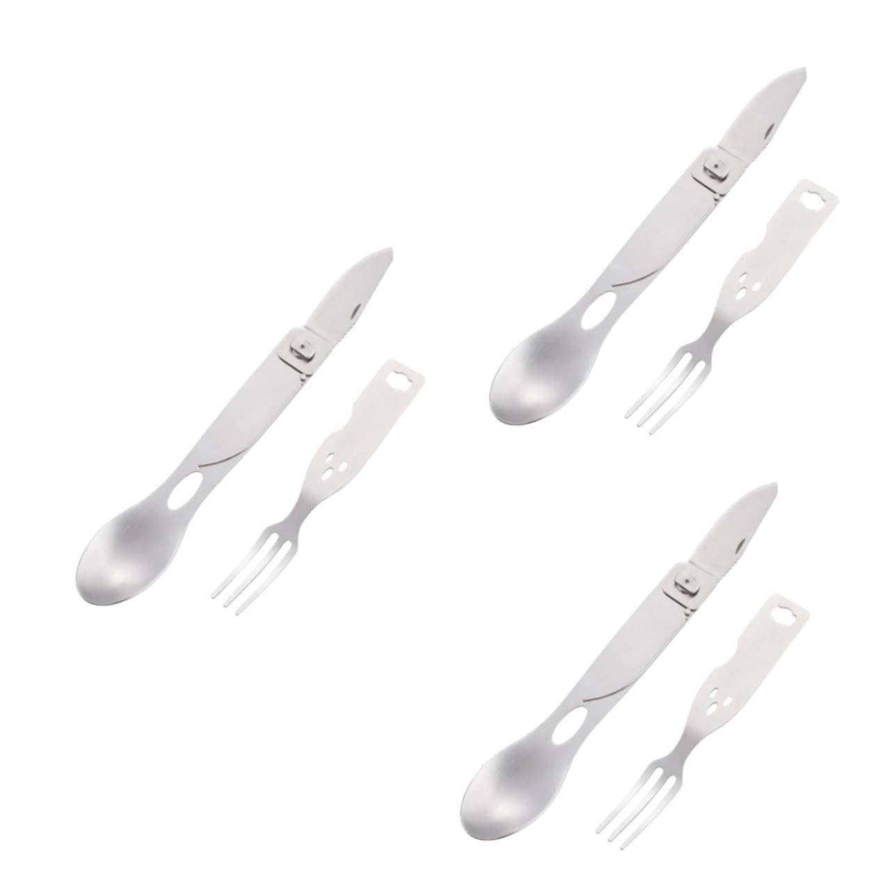 BESPORTBLE 3 Pezzi 3 1 Forchetta Cucchiaio in Metallo Forchetta Cucchiaio Pieghevole Utensile Da Campeggio All'aperto Da Picnic Viaggiare Portatile