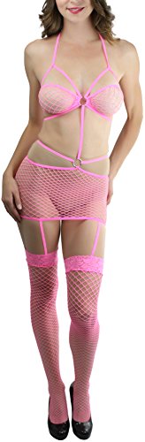 Image of ToBeInStyle Women's Bodystocking Bustier Garter Lingerie Suspender Thigh High Stockings