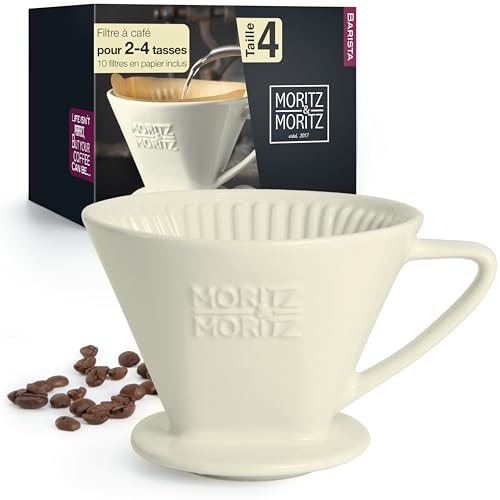 Moritz & Moritz Filtre a cafe en Porcelaine Taille 4 – Filtre à café réutilisable pour un excellent Café riche en arôme – Filtre café pour 2 à 4...