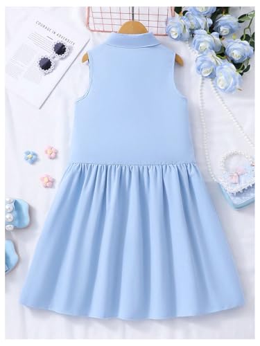 Girl's Cute 3D Floral Tank Dress Button Down Collar Sleeveless Flared Short Dresses2
