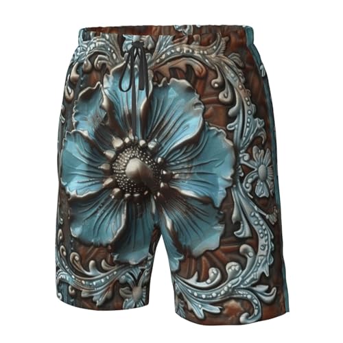 Men's Quick Dry Swim Shorts Metal Floral Rustic Western Ornate Vintage Beach Trunks with Pockets4