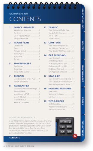 Garmin GPS 400 Qref Checklist (Qref Avionics Quick Reference)      Spiral-bound – December 15, 2008