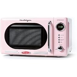 1 of Nostalgia Countertop Microwave Oven with Easy Clean Interior - Retro Microwave with LED Display & Child Lock- Compact 0.7 Cu. Ft. Oven With 12 Pre-Programmed Settings for Quick Cooking- 700-Watts-Pink