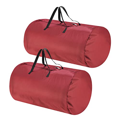 Christmas Tree Storage Bags- Set of 2- For 7.5-16 Ft Artificial Trees-Premium Canvas-Protect Holiday Decorations, Inflatables by Tiny Tim Totes (Red