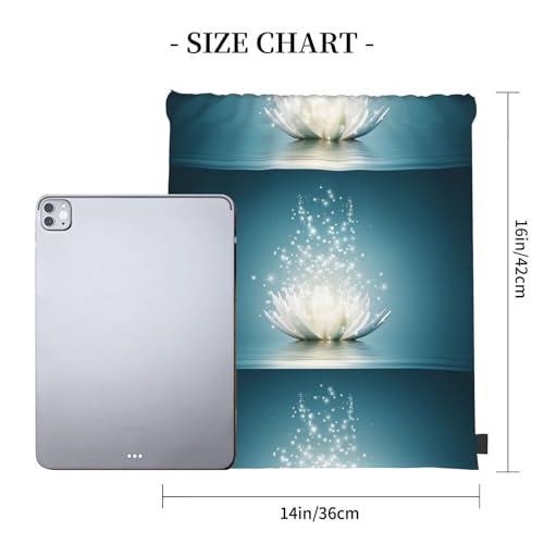 Drawstring Backpack Gym Bag,Asian Lotus Flower Sackpack String Bag Water Resistant Nylon Beach Sport Yoga Bag 14x16 Inch For Men Women3