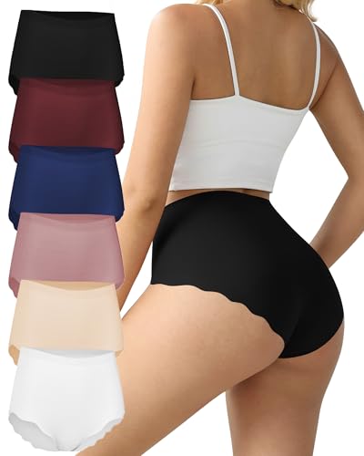 Lot de 6 culottes sans couture pour femme taille haute