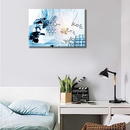 Image of TUMOVO 1 Panel Home Decor Medical Wall Decor for Living Room Laboratory Research Concept Artwork Wall Decor for Bedroom Posters and Prints Framed Ready to Hang (12 inch Wx18 H)