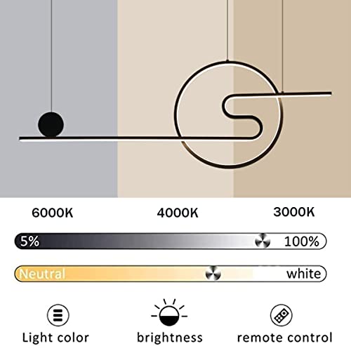Lustre à intensité variable télécommandé avec suspension linéaire moderne - 2