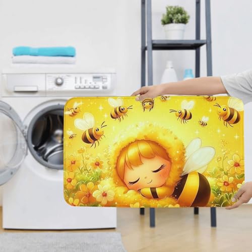 Alfombras de baño de abejas y flores con 3 piezas para inodoro 8