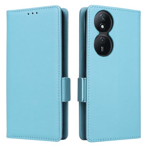 Cover Pelle per Honor 90 X7b Magnetica Custodia con Supporto di Stand & Carte Slot Flip Case con Portafoglio -Azzurro