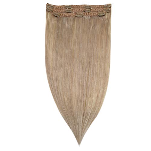 Clip in Hair Extensions Real Human Hair 16 Inch Clip in Extensions Human Hair Natural Ash Blonde Human Hair Clip in 3 Pieces Human Hair Clip in 50 Grams Clip in Hair Extensions