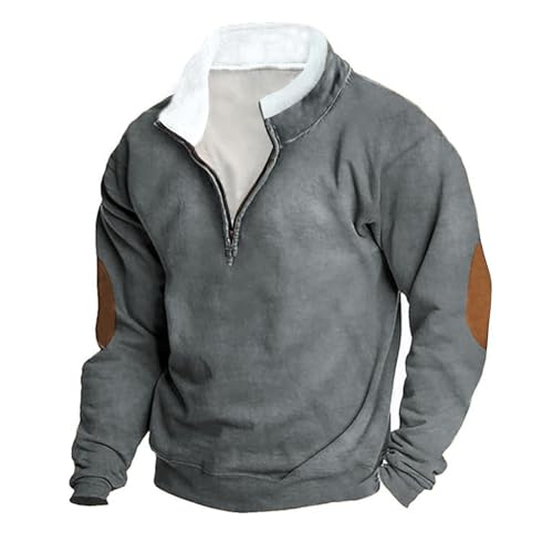 Men Western Aztec Pullover Sweatshirts Quarter Zip Jacket Tops