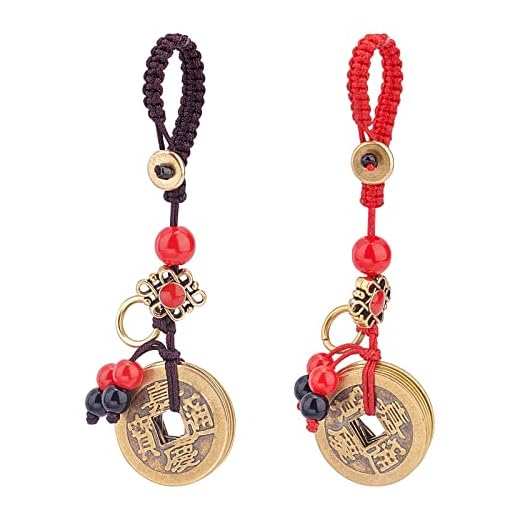 SUPERFINDINGS Monedas Chinas 2Colores Chinas de la Suerte Feng Shui Monedas Cooper Lucy Regalos Buena Suerte Encantos Decoración Llaveros para Riqueza Prosperidad