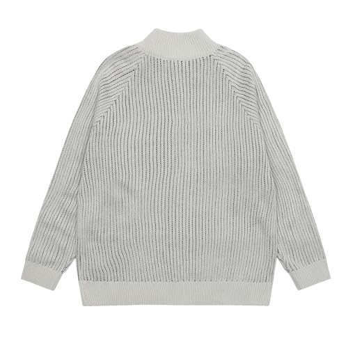 Cardigan Tricoté Motif Araignée Homme Idéal pour l'Automne Gris L - 2