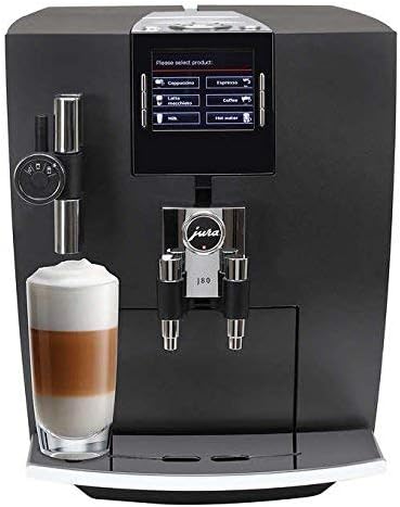 Jura J80 Automatic Coffee Center front view with latte