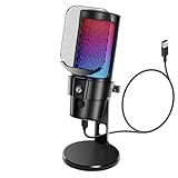 USB コンデンサーマイク ゲーミングマイク PC マイク RGBライティング タッチ式ミュート ストリーミング ポッドキャスト ノイズ低減 単一指向性 録音 ポップフィルター マイクスタンド付きプラグ＆プレイ ゲーム実況 ライブ配信 在宅勤務 Windows/Mac/PS4/PS5対応