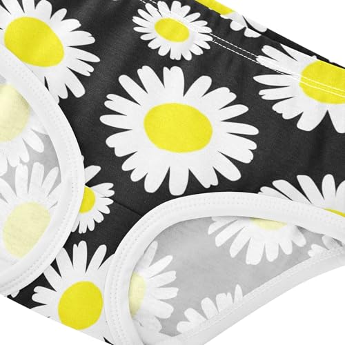 Cotton Toddler Underwear Floral Floral White Daisies Yellow Black Panties for Girl Funny Briefs Girls Undies 2t4