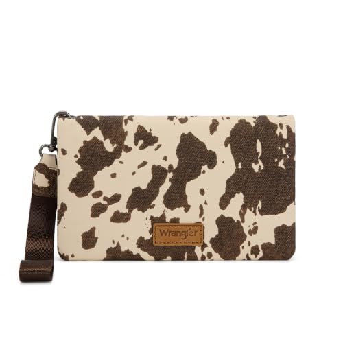 Image of Montana West Wrangler Cow Print Crossbody Wallet Purse for Women Western Clutch Small Purse Credit Card Holder WG176-4001-2COW-CF