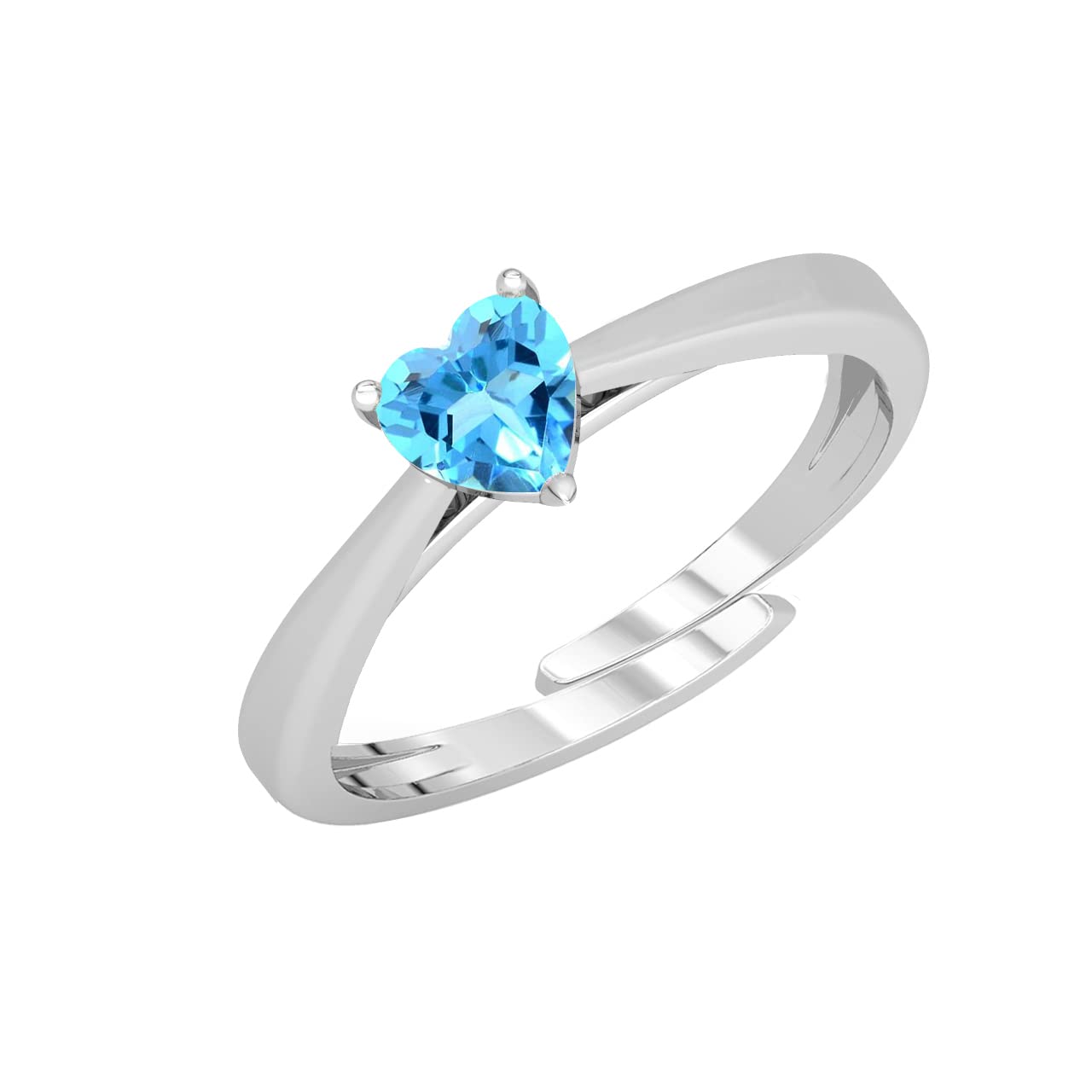 CLARA Pure 925 Sterling Silver Blue Heart Finger Ring with Adjustable Band | Gift for Women Girls Wife Girlfriend | Swiss Zircon Rhodium Plated (B0C6V1YJWQ) Amazon Price History, Amazon Price Tracker
