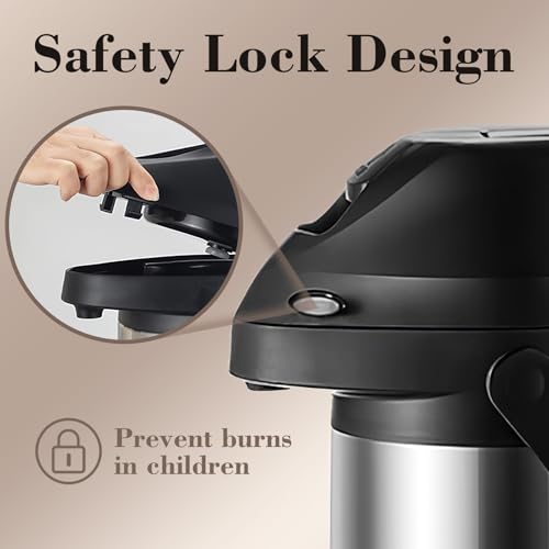 ابريق قهوة مع مضخة من بروسوزا - 64 اونصة/ 1.9 لتر ابريق حراري 24 ساعة - موزع ماء ساخن وقارورة شاي - موزع مشروبات ساخنة من الستانلس ستيل المعزول