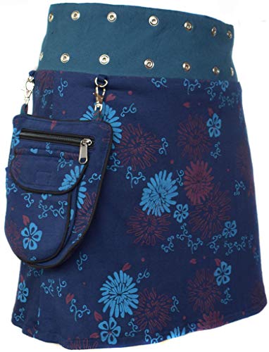 Gheri Floral Short Popper Removable Pocket Reversible Cotton Skirt