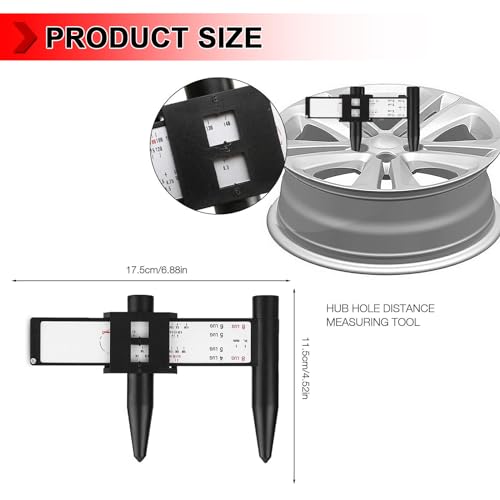 Image of Wheel PCD Gauge, Wheel /Rim Bolt Pattern Measuring Tool, Car PCD Ruler Sliding Caliper for 4 5 6 8 Holes Lug Wheel Rim Gauge