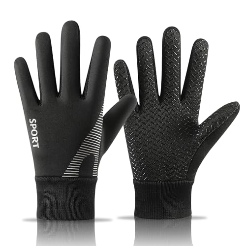 【暖かさ100%】 防寒手袋 手袋 キッズ 【撥水加工技術・動きやすい中厚手】 防寒グローブ 子供用手袋 タッチパネル対応 防風 保温 男の子 滑り止め 自転車グローブ サッカー手袋 インナー手袋 スポーツ 通学 (S-ブラック, M)
