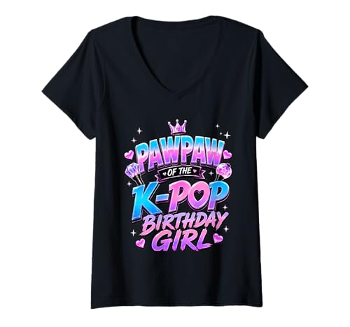 Women's Pawpaw The K Pop Birthday Girl Korean Birthday Music Lovers V-Neck T-Shirt