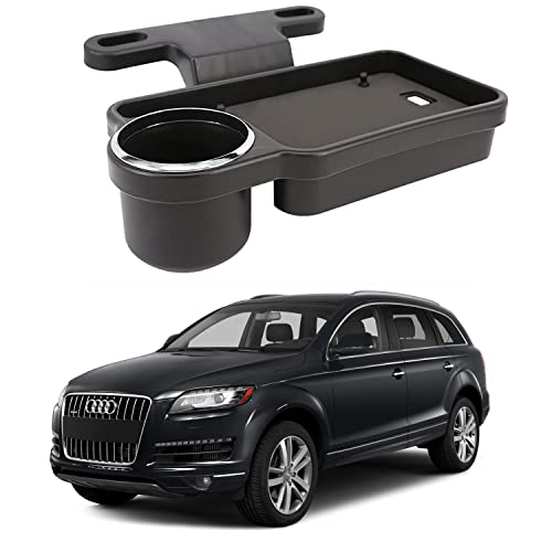 Image of Oshotto (FT-04) Foldable Car Auto Headrest Rear Back Seat Table Drink Food Cup Tray Holder Compatible with Audi Q7 - Black