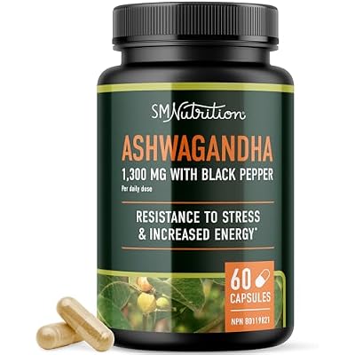 Ashwagandha Supplement 1300mg for Stress Resistance & Energy Boost | High Absorption Adaptogen from Root Powder with Black Pepper | Stress-Related Fatigue Support | Non-GMO | 120ct, 2-Month Supply