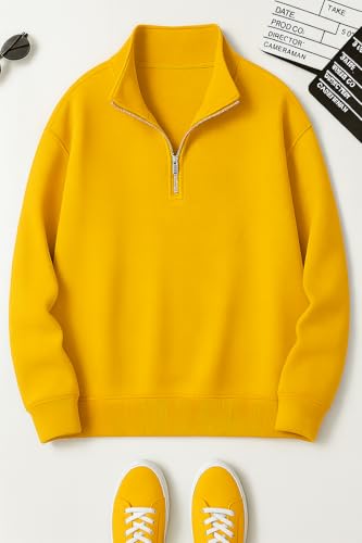 Image of Mack Jonney Men's Fleece Half-Zip High Neck Sweatshirt | Warm & Stylish Winter Wear -M4563