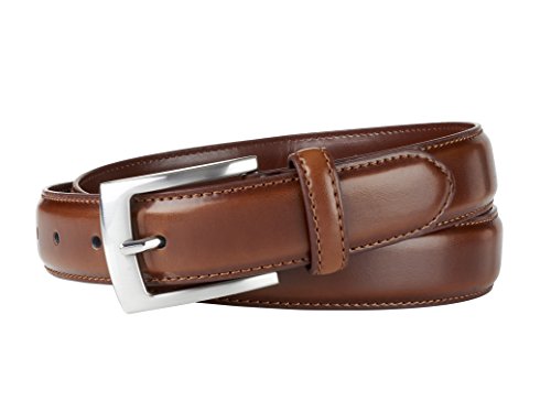 Sportoli Belts for Men Mens Belt Buckle Genuine Leather Stitched Uniform Dress Belt - Amber - Size 56 (Waist 54)2