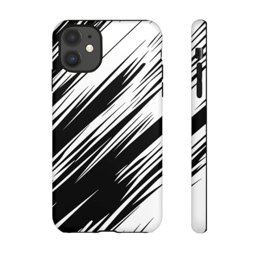 Coque rigide mate à motif Speedlines noir et blanc compatible iPhone 11