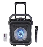 Zoook Rocker Thunder XL 50 watts Trolley Karaoke Bluetooth Party Speaker with Remote, Built-in Amplifier & Wireless Mic/8 inch Driver/FM/1 Click Recording/USB and TF/LED (Black)