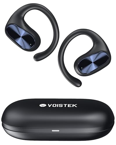 Voistek Open Ear Headphones, Bluetooth 5.3 Wireless Earbuds with Ear Hooks,45H Battery Waterproof Sports Earphones with Clear Calls,Lightweight Open-Ear Design for Running,Gym,Fitness,Driving