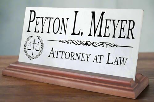 Attorney Desk Name Plate Gift Custom Personalized Office Nameplate for Lawyers - for Desk Or Shelf - Solid Marble