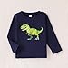 Voxikidio 3 4 T Baby Toddler Boys' 3 Pack Long Sleeve Crewneck Graphic Tees with Vehicle & Dinosaur Prints, Kids Clothes Top Casual Tops (Various Colored Dinosaurs, 3-4T)